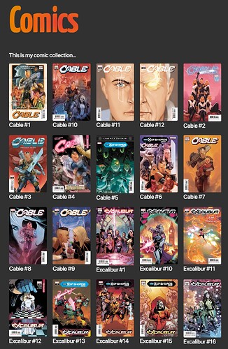 A screen shot of a grid full of X-Men comic book covers