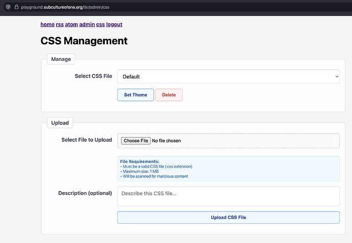 CSS management page