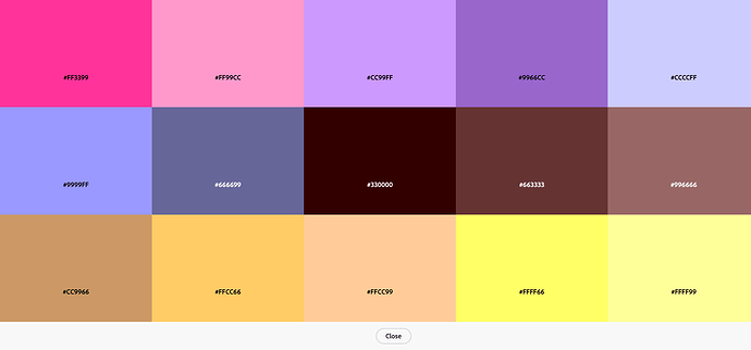 complete colour pallette