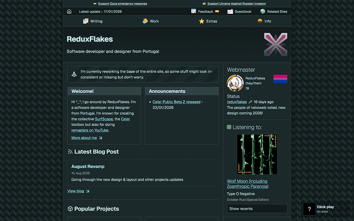 The new homepage still using the two column layout. There's a new section in the main content area that shows two cards, one has a welcome introduction and the other contains a list of the latest announcements.