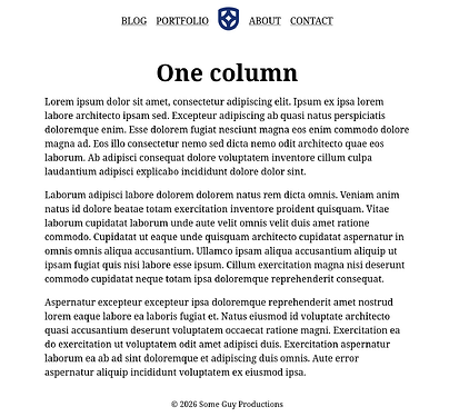 Website with placeholder text in a single-column layout