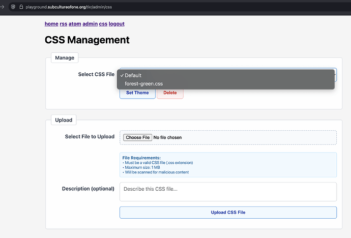 Setting the site theme